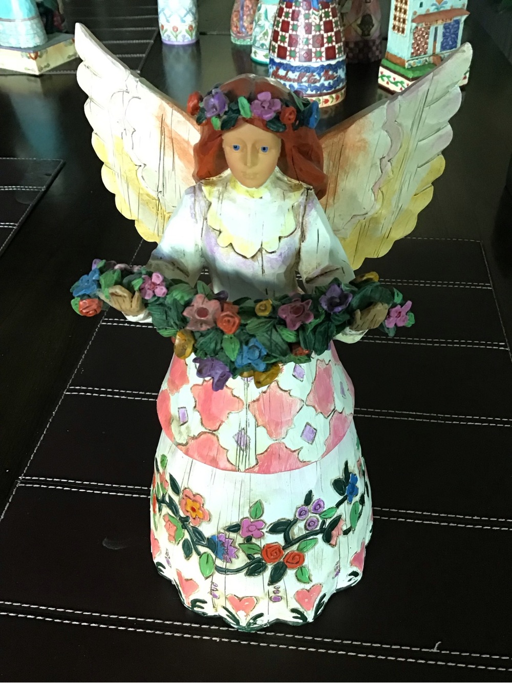 Jim Shore Angel of Gratefulness Sculpture in White, Pink, Green, Purple